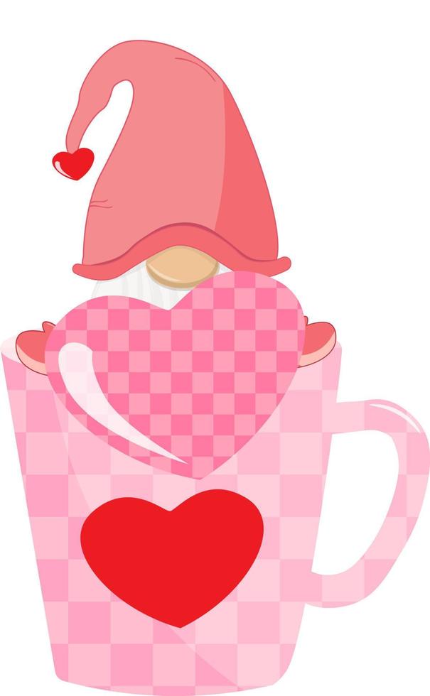 San Valentino giorno caffè gnomo vettore