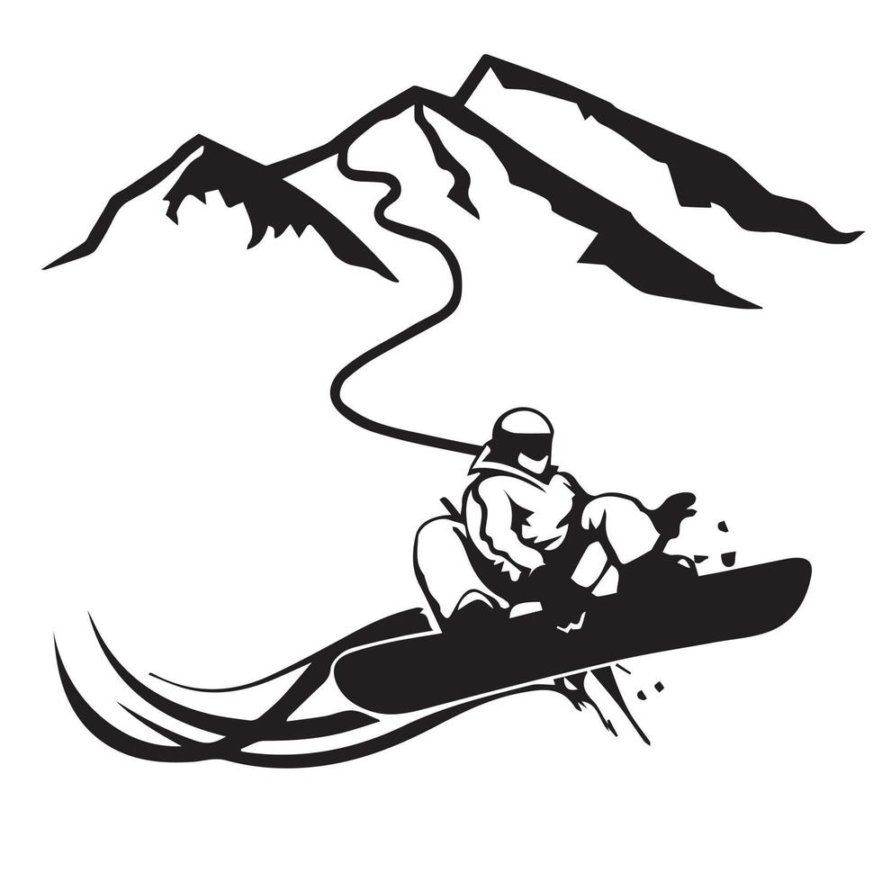 persona equitazione snowboard. snowboarder nel azione vettore illustrazione. estremo inverno gli sport. snowboard emblema. sport club logo. snowboard attrezzatura.