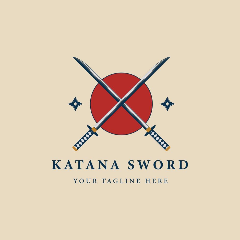 katana spada logo Vintage ▾ vettore illustrazione design.