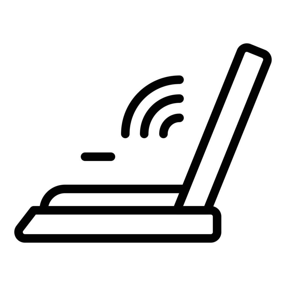 il computer portatile conferenza icona schema vettore. in linea persone vettore