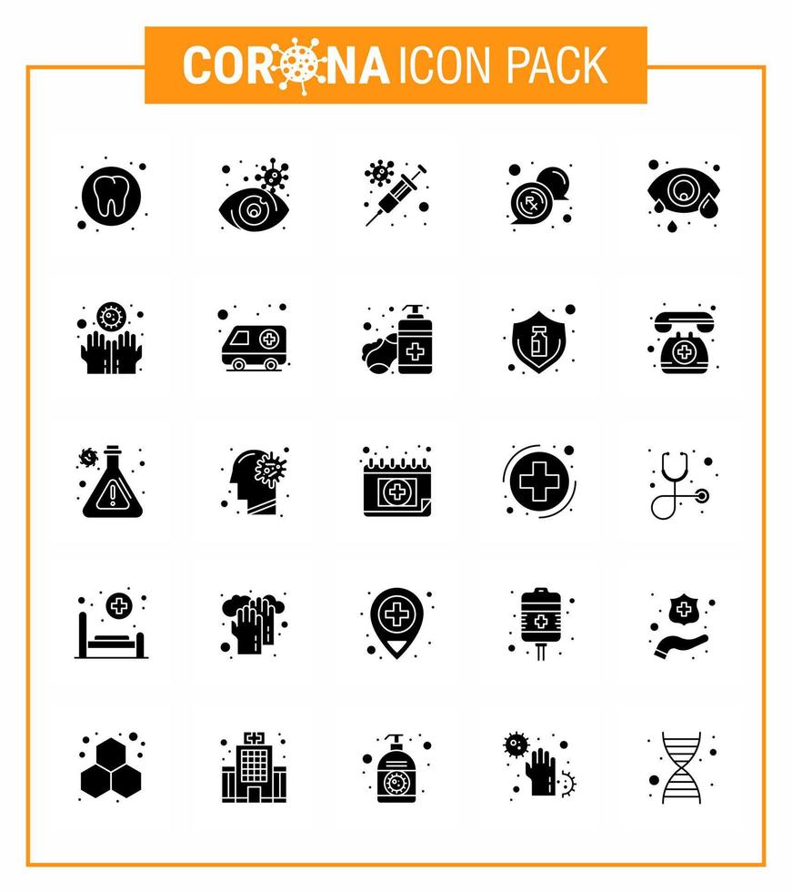 25 solido glifo coronavirus epidemico icona imballare succhiare come occhio rx influenza Messaggio bolla virale coronavirus 2019 nov malattia vettore design elementi