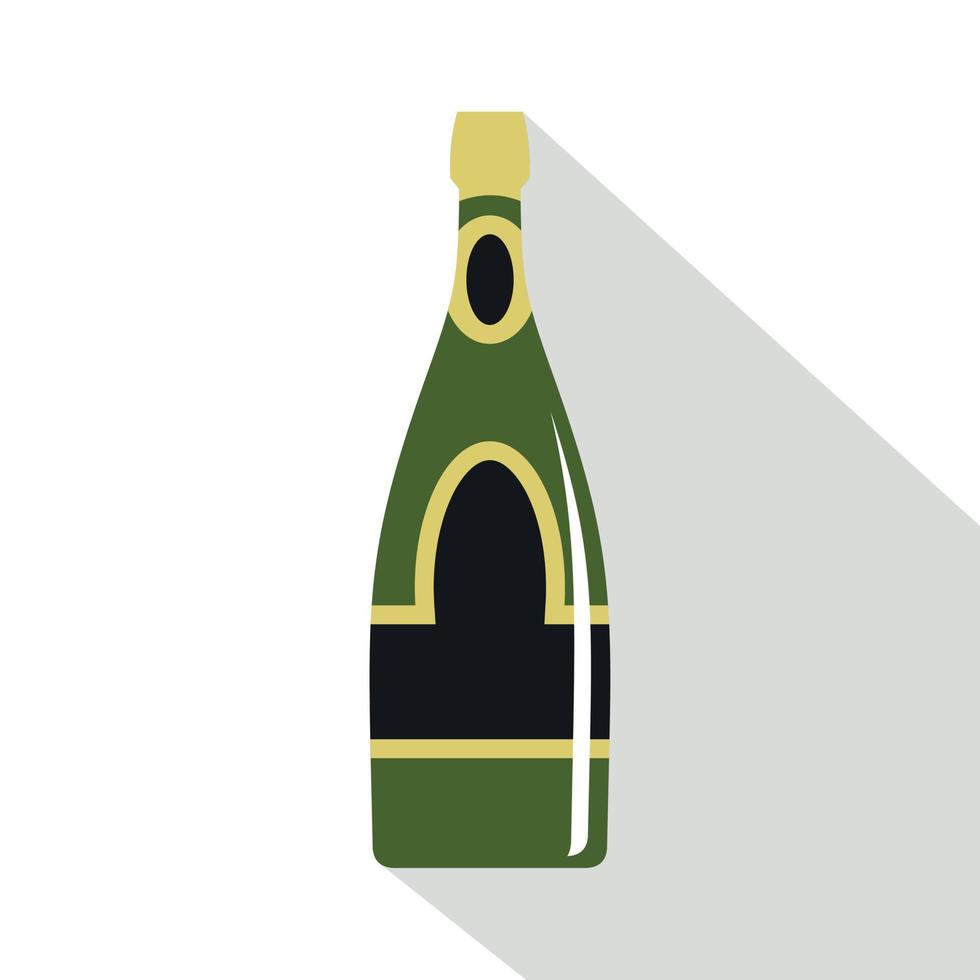 Champagne bottiglia icona, piatto stile vettore
