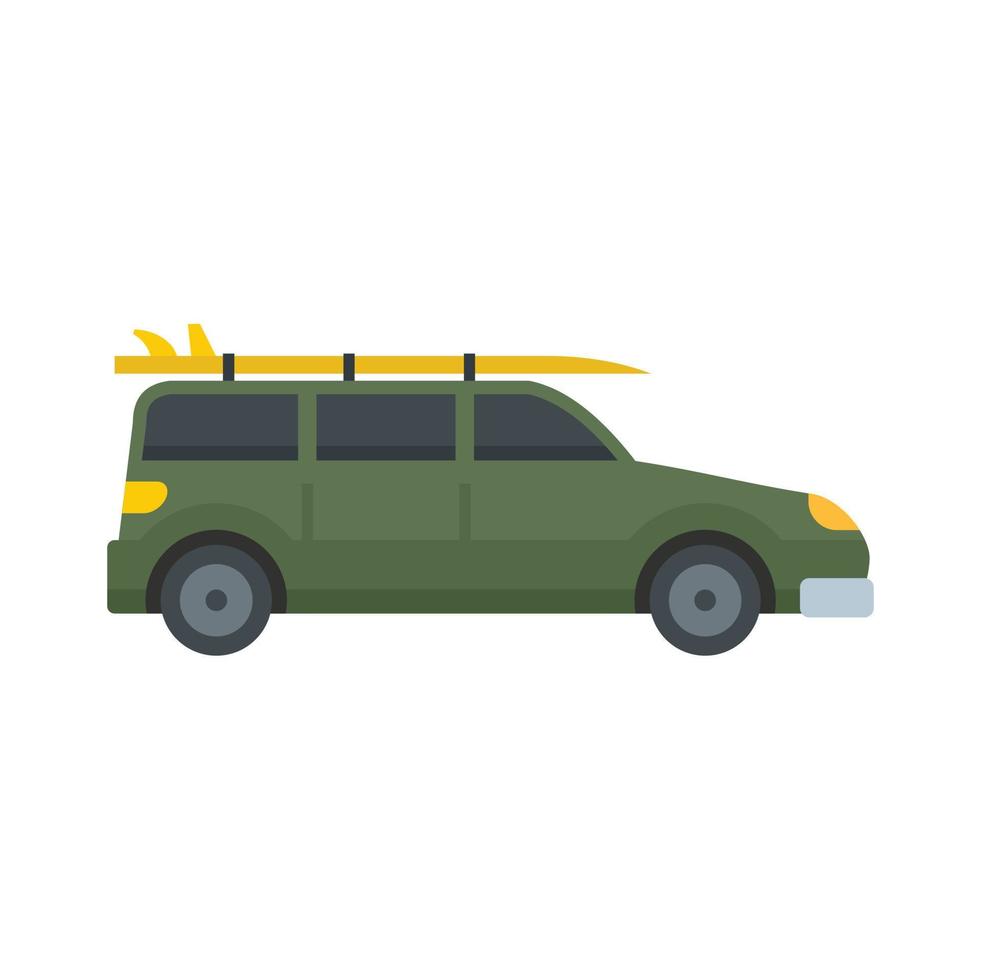 verde viaggio auto icona piatto isolato vettore