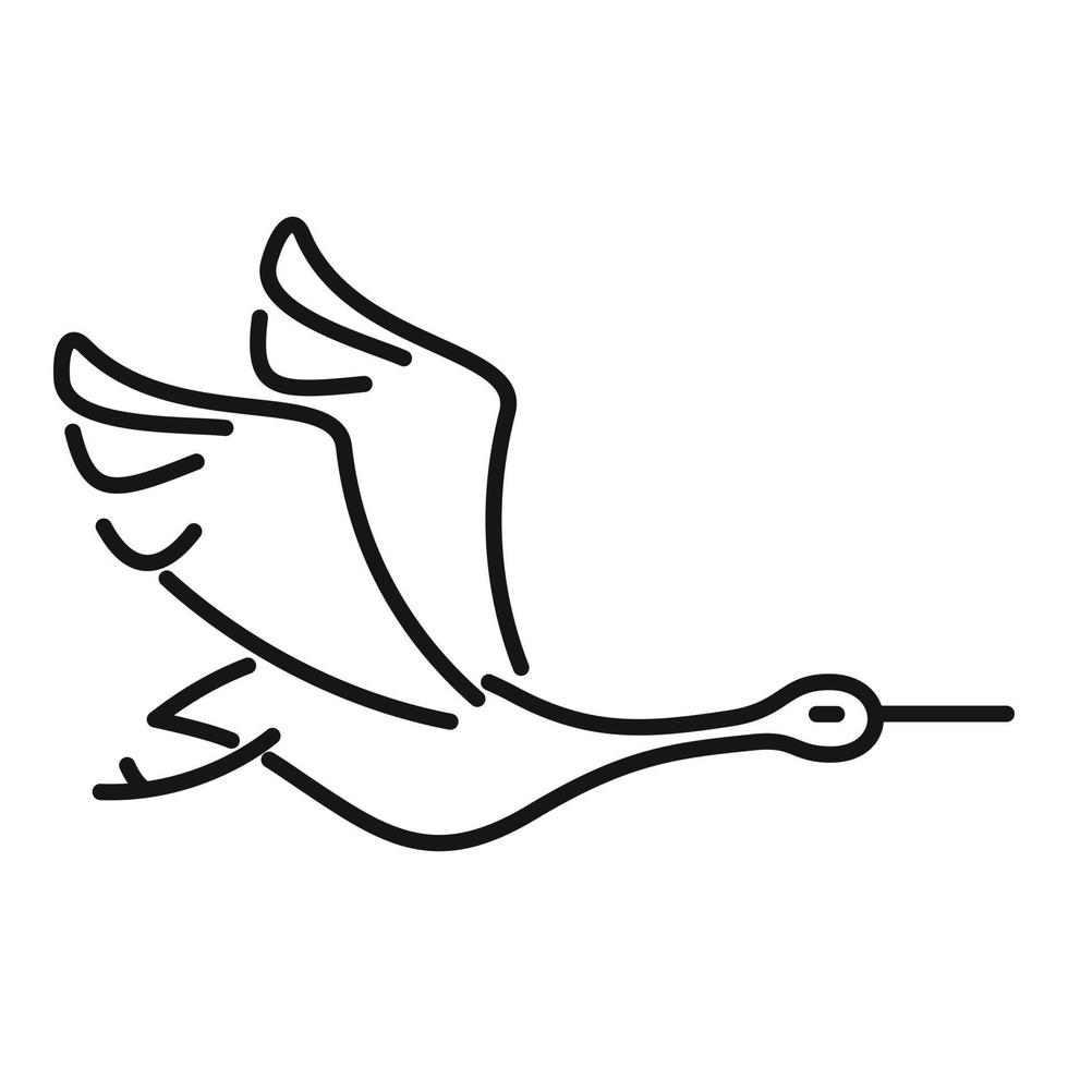 cicogna uccello icona schema vettore. volare gru vettore