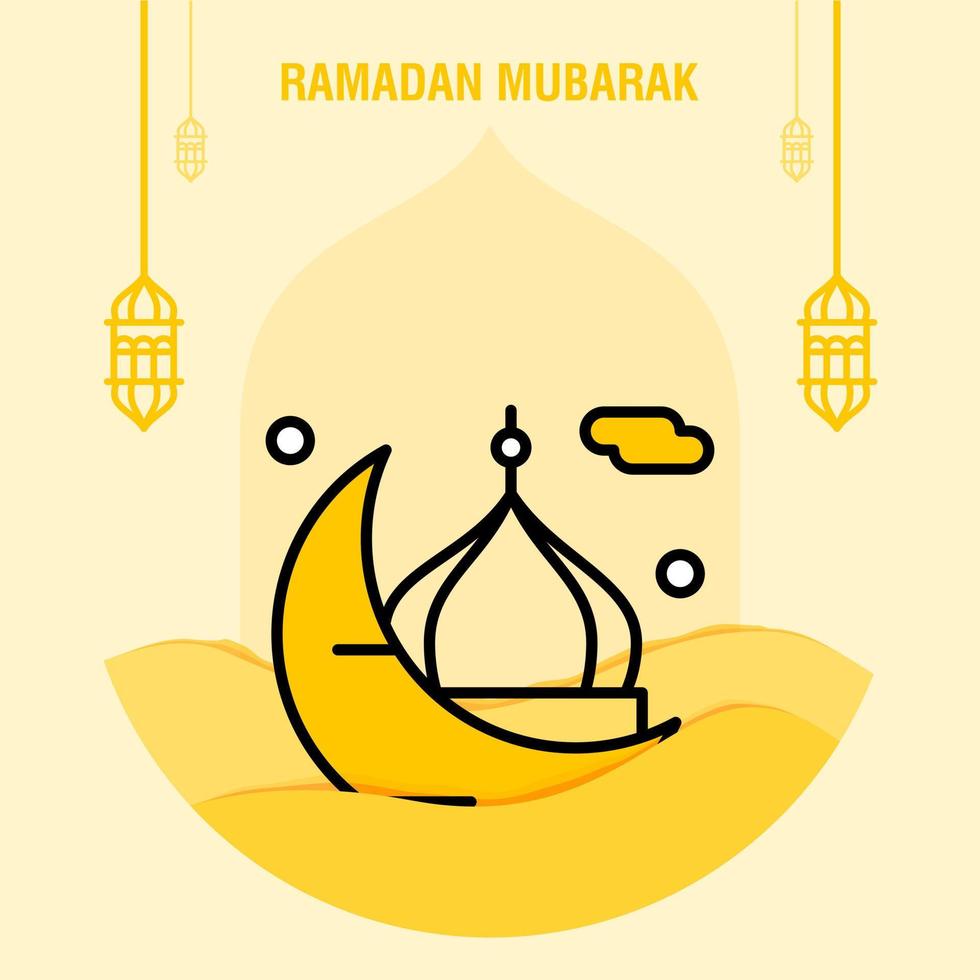 Ramadan kareem saluto modello islamico mezzaluna e Arabo lanterna vettore illustrazione