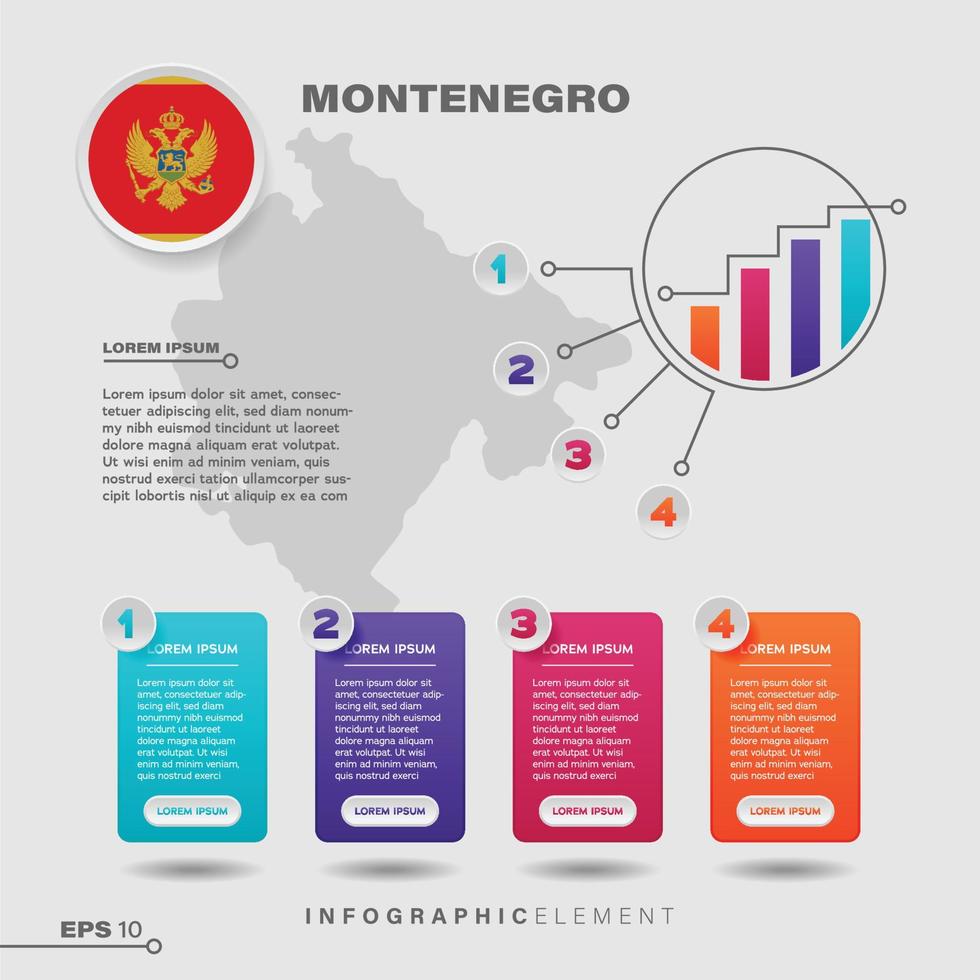 montenegro grafico Infografica elemento vettore