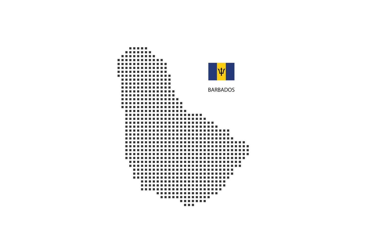 vettore piazza pixel tratteggiata carta geografica di barbados isolato su bianca sfondo con barbados bandiera.