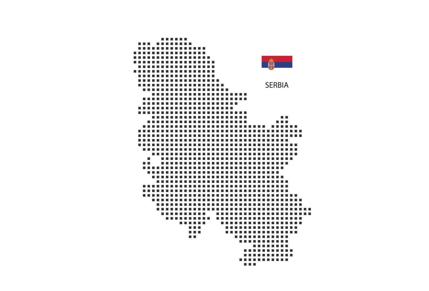 vettore piazza pixel tratteggiata carta geografica di Serbia isolato su bianca sfondo con Serbia bandiera.