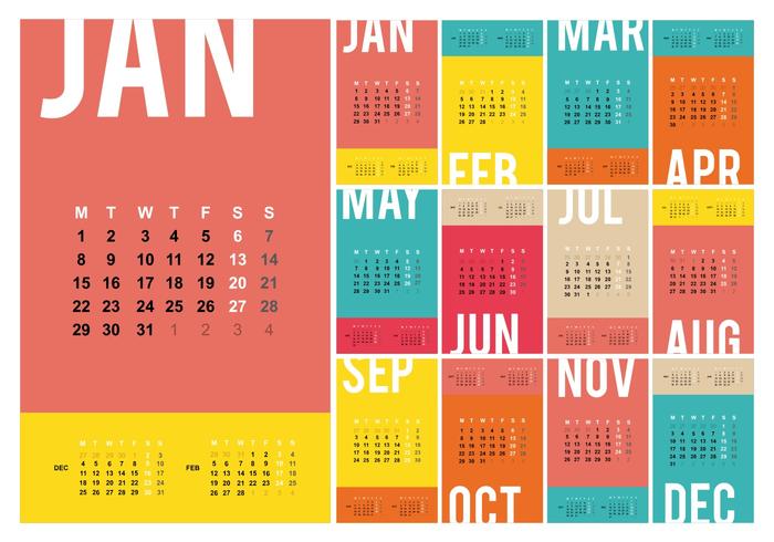 Illustrazione del modello di calendario libero calendario 2018 vettore