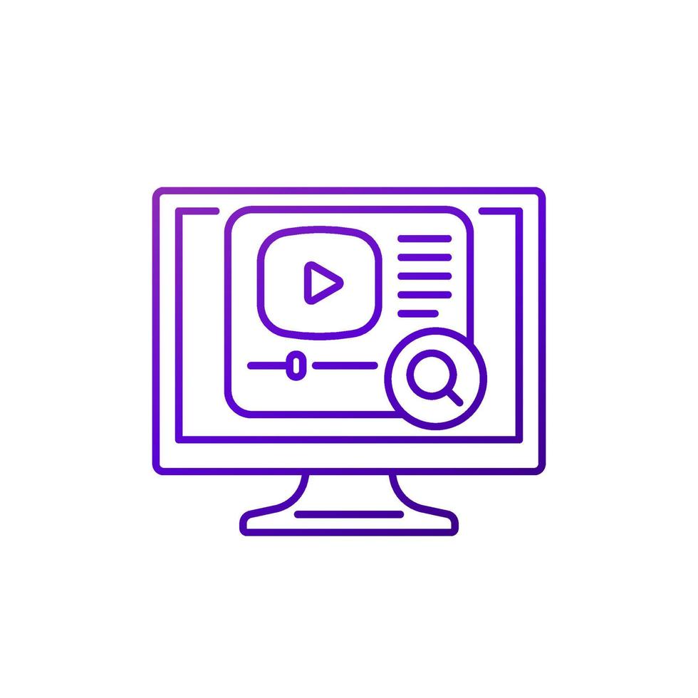 video ricerca servizio linea icona vettore