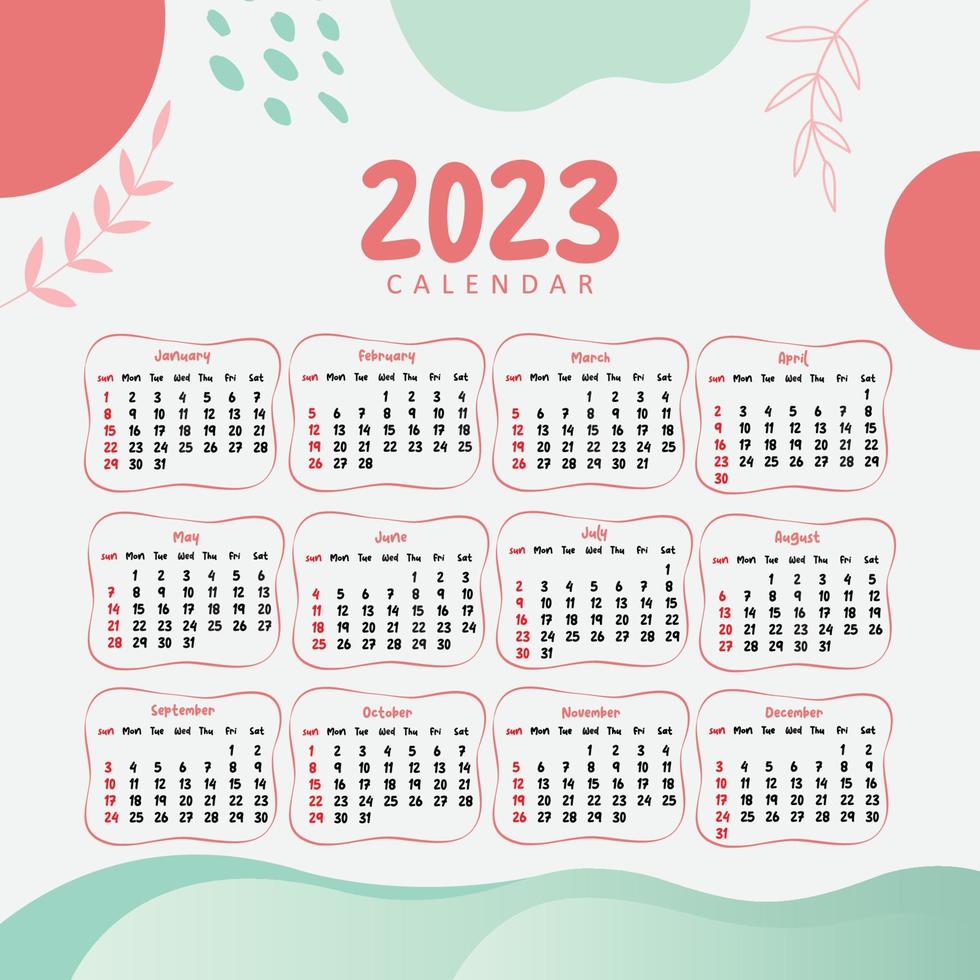 calendario 2023 sfondo astratto modello design vettore