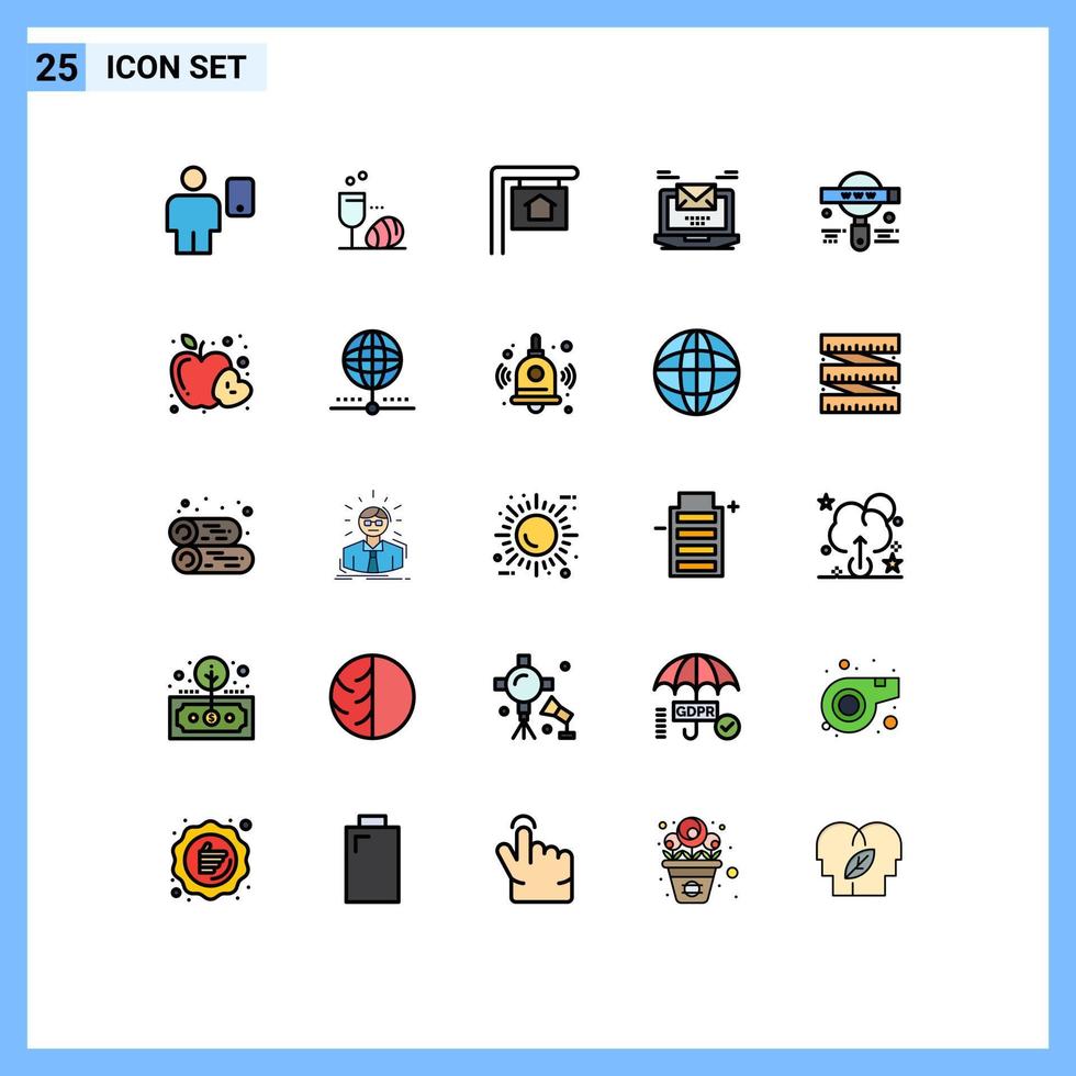 25 creativo icone moderno segni e simboli di sviluppo e-mail bevanda posta computer modificabile vettore design elementi
