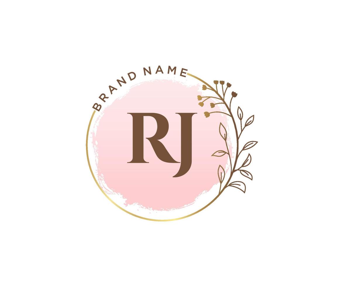 iniziale rj femminile logo. utilizzabile per natura, salone, terme, cosmetico e bellezza loghi. piatto vettore logo design modello elemento.