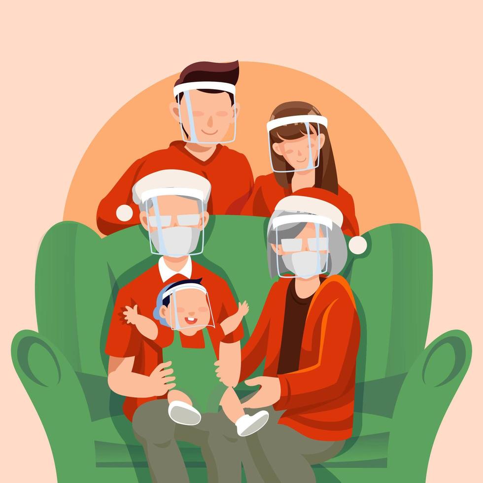 riunione di famiglia a Natale con protocollo vettore