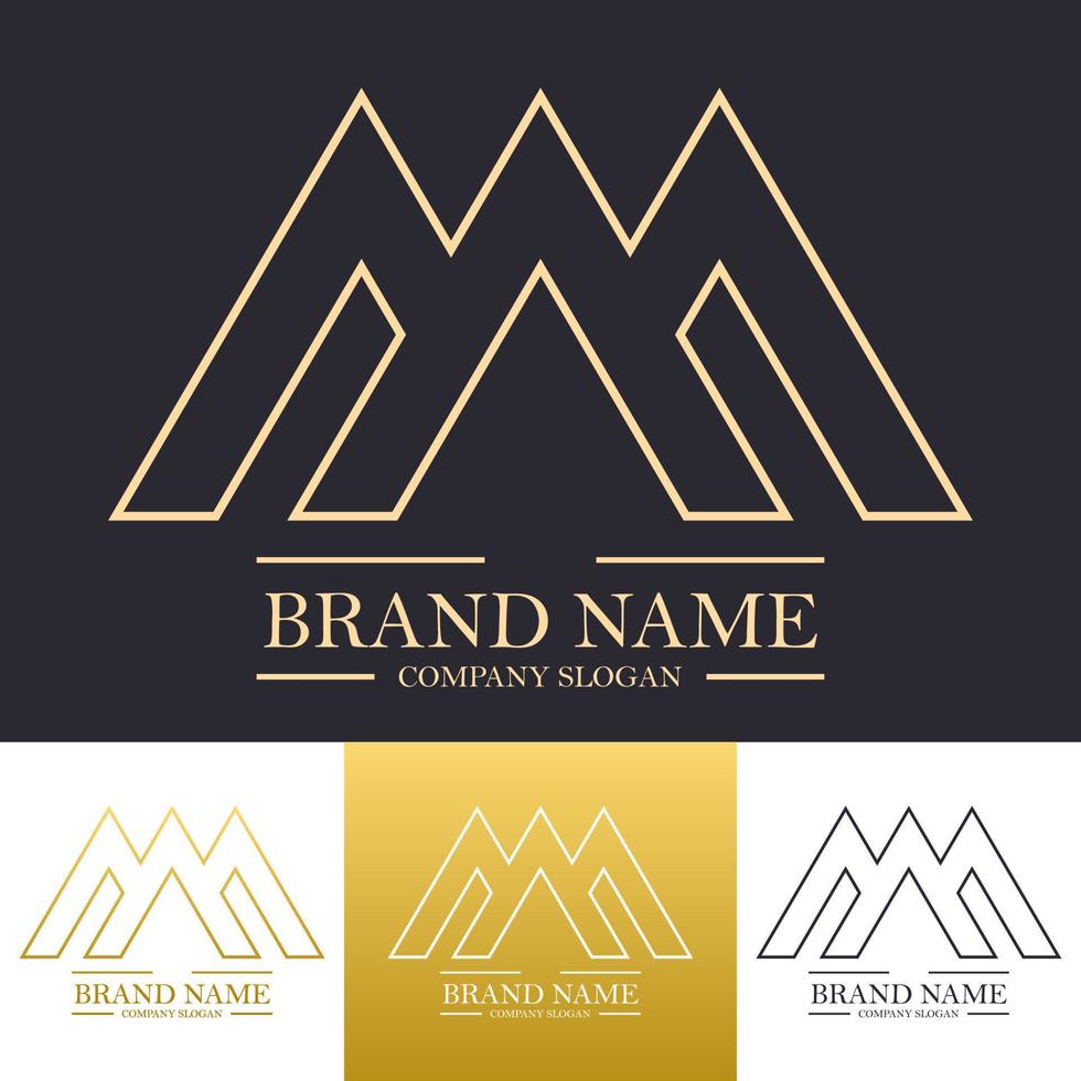 semplice astratto lettera un' m o w logo design illustrazione nel oro colore con tenda o Casa stile concetto vettore