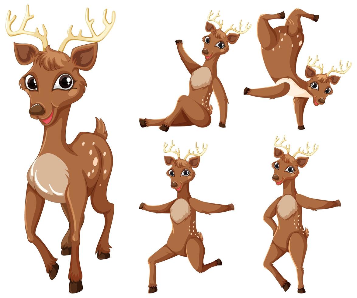 set di personaggio dei cartoni animati di cervo vettore