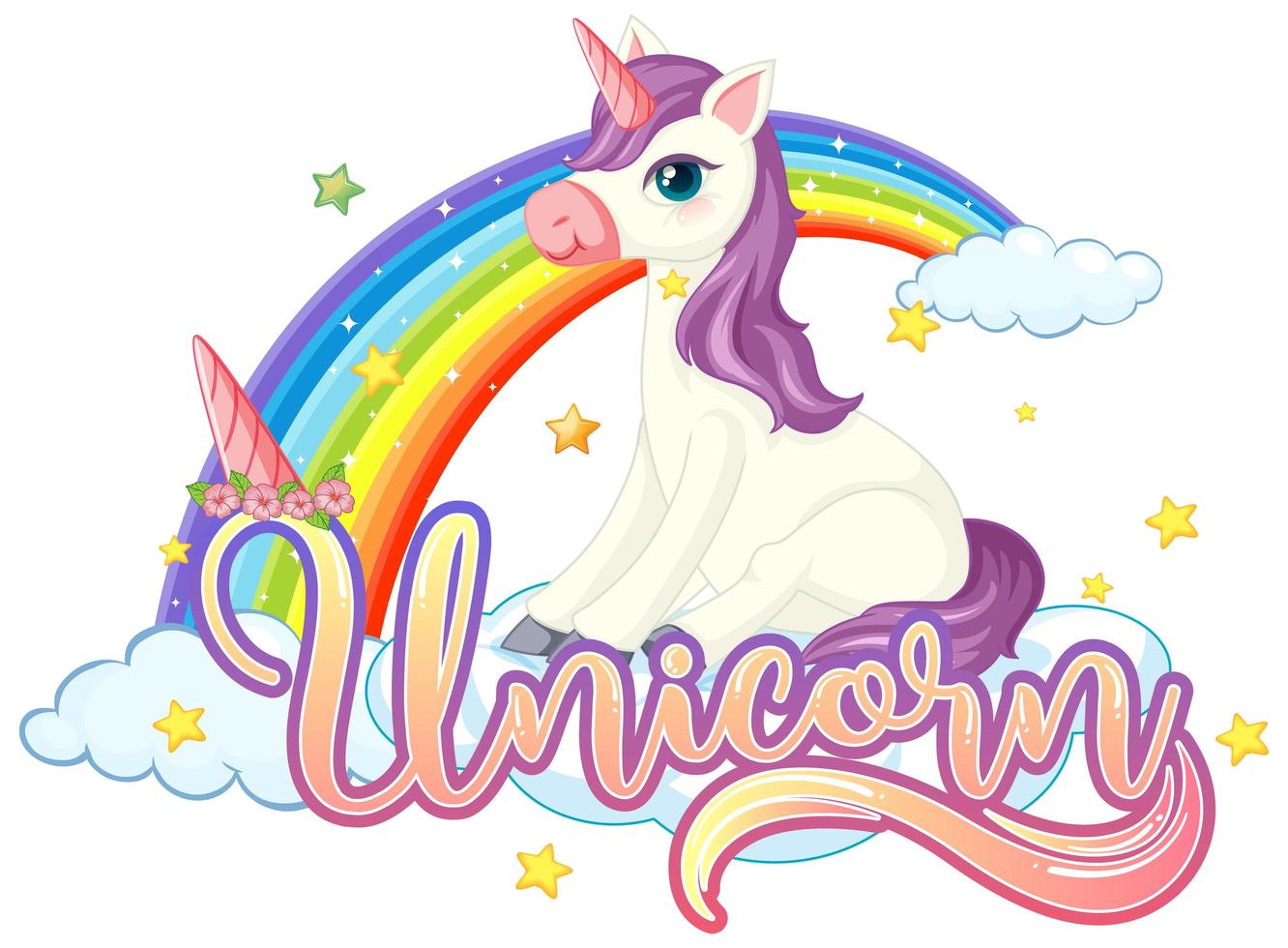 unicorno carino con segno di unicorno vettore