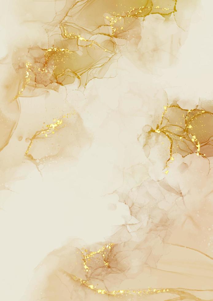 mano dipinto alcool inchiostro sfondo nel terra toni con oro luccichio vettore