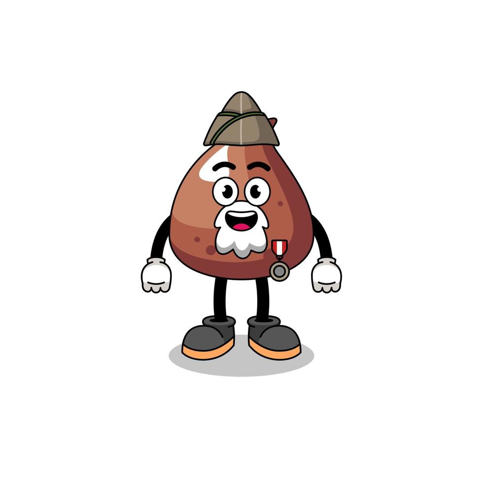 personaggio cartone animato di choco patata fritta come un' veterano vettore
