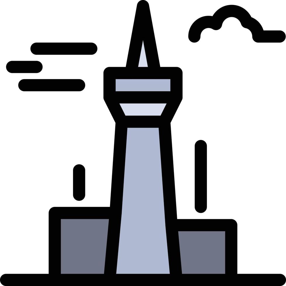 architettura e città edifici Canada Torre punto di riferimento piatto colore icona vettore icona bandiera modello