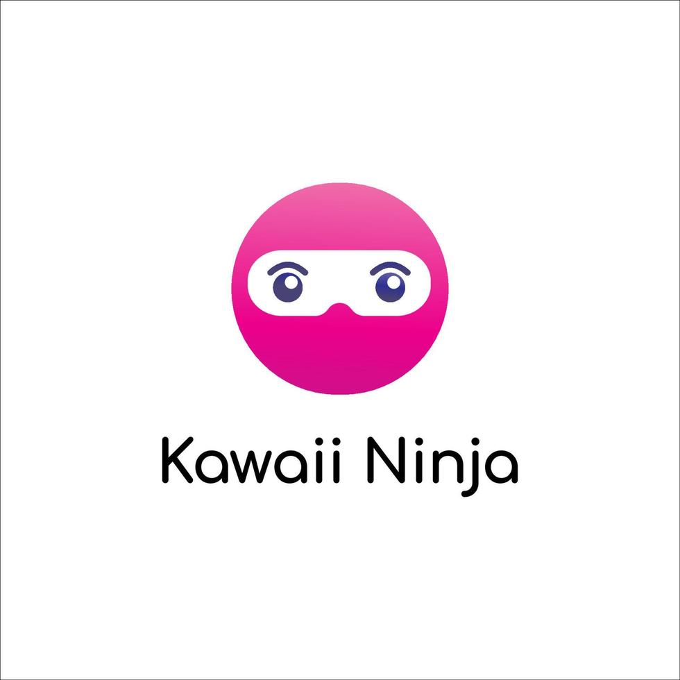 rosa kawaii ninja. carino ninja logo design modello. supereroe personaggio vettore