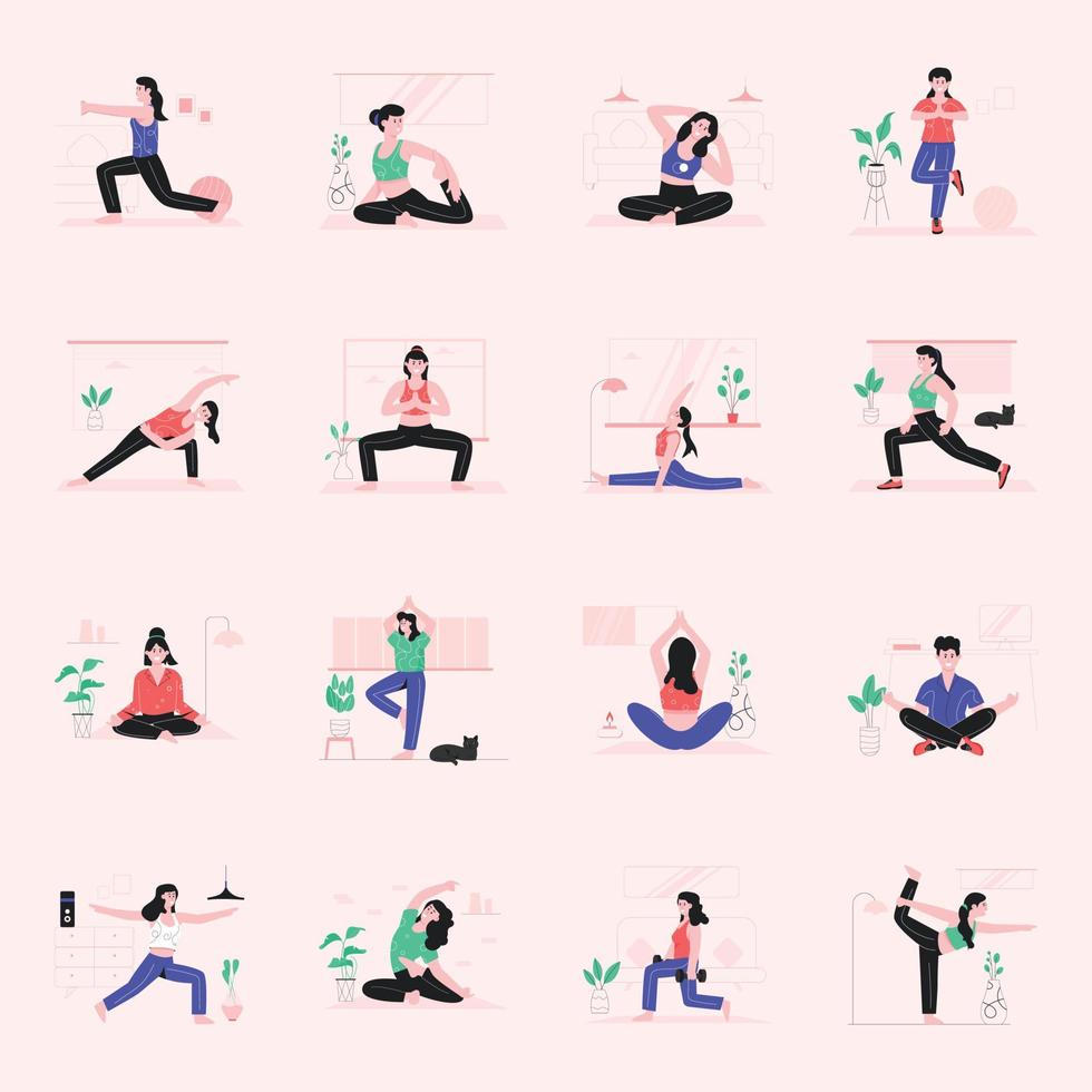 un' piatto illustrazione di meditazione vettore