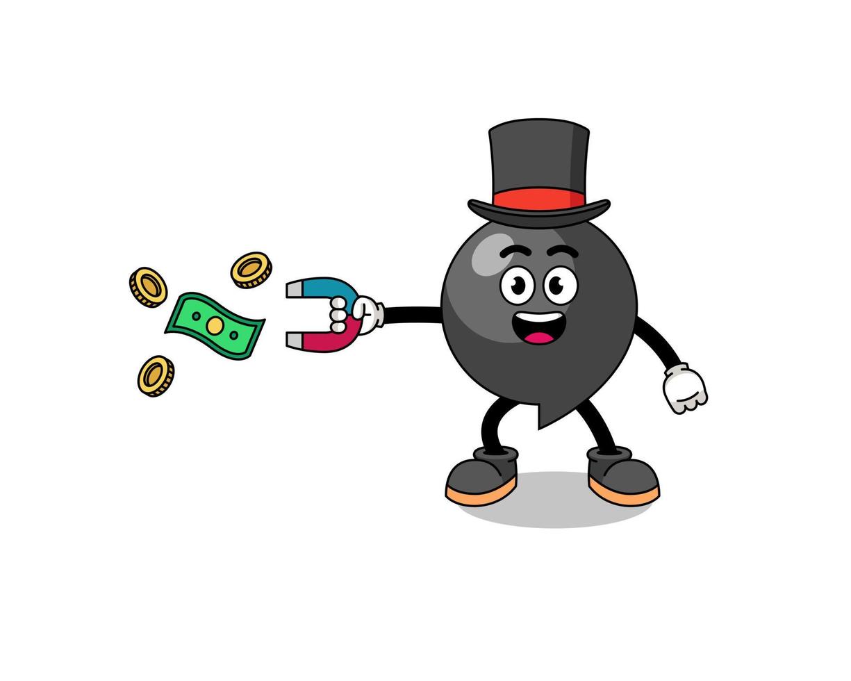personaggio illustrazione di virgola simbolo attraente i soldi con un' magnete vettore