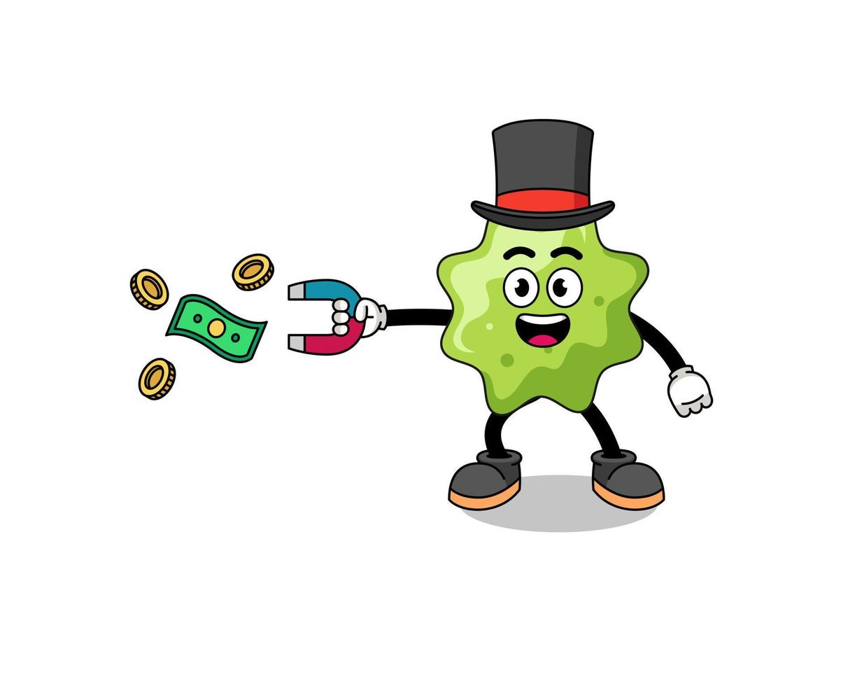 personaggio illustrazione di splat attraente i soldi con un' magnete vettore