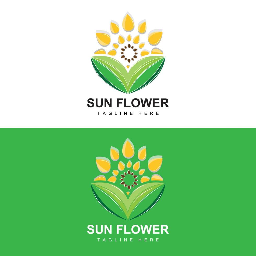 girasole logo disegno, ornamentale pianta giardino pianta icona vettore, azienda Prodotto marca vettore