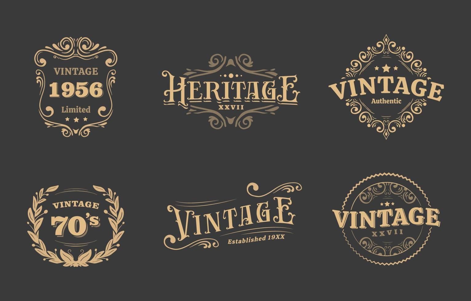 impostato di Vintage ▾ distintivo logo vettore