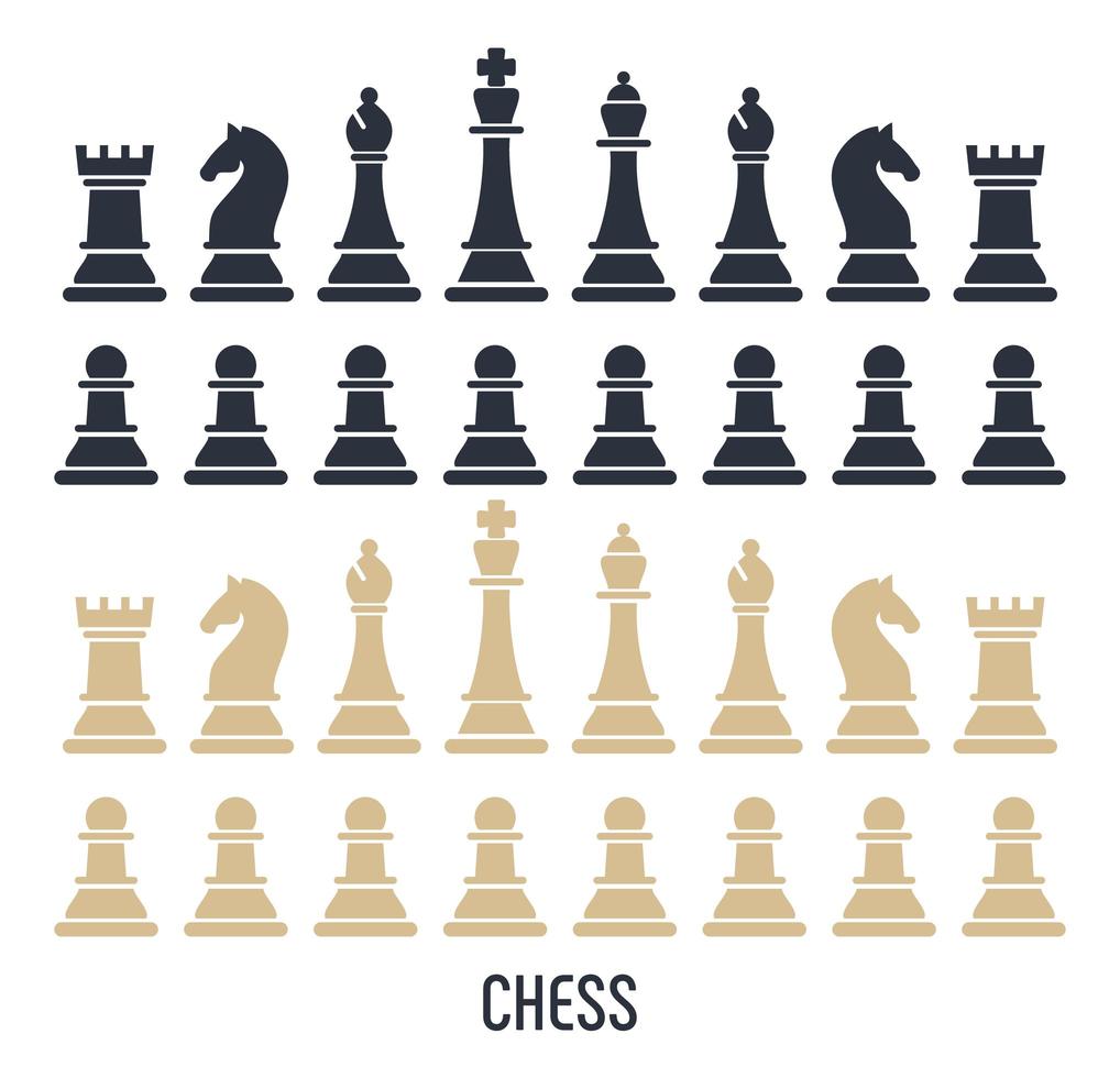 figure di scacchi isolati su sfondo bianco vettore