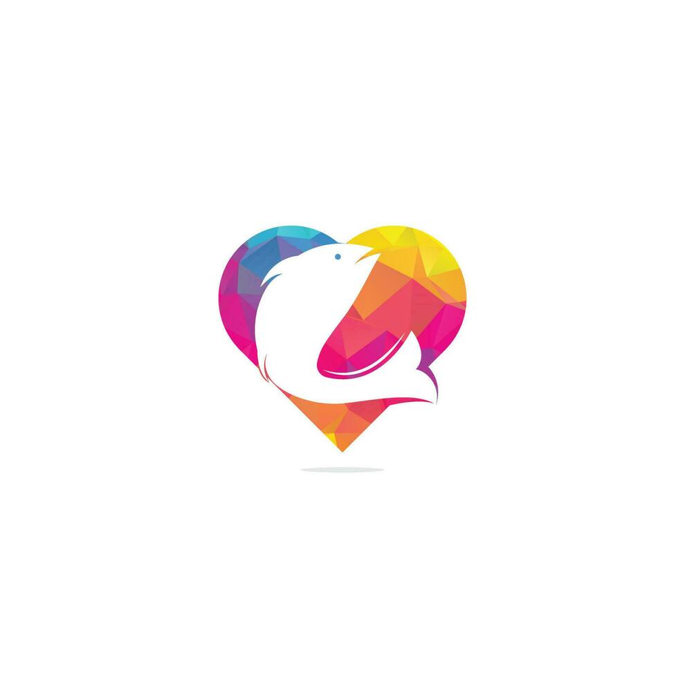 pesce cuore forma concetto vettore logo design. pesca logo concetto.