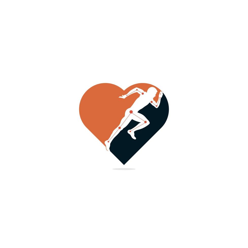 fisioterapia trattamento cuore forma concetto logo design modello vettore con persone correre. colorato vettore Salute. fisioterapia clinica logo. fisioterapia logo