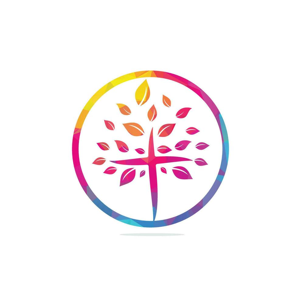 astratto albero religioso attraversare simbolo icona vettore design. Chiesa e cristiano organizzazione logo.