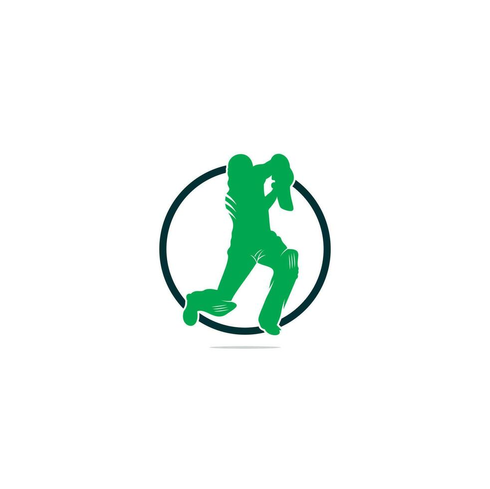 battitore giocando cricket. cricket concorrenza logo. stilizzato giocatore di cricket personaggio per sito web design. cricket campionato. vettore