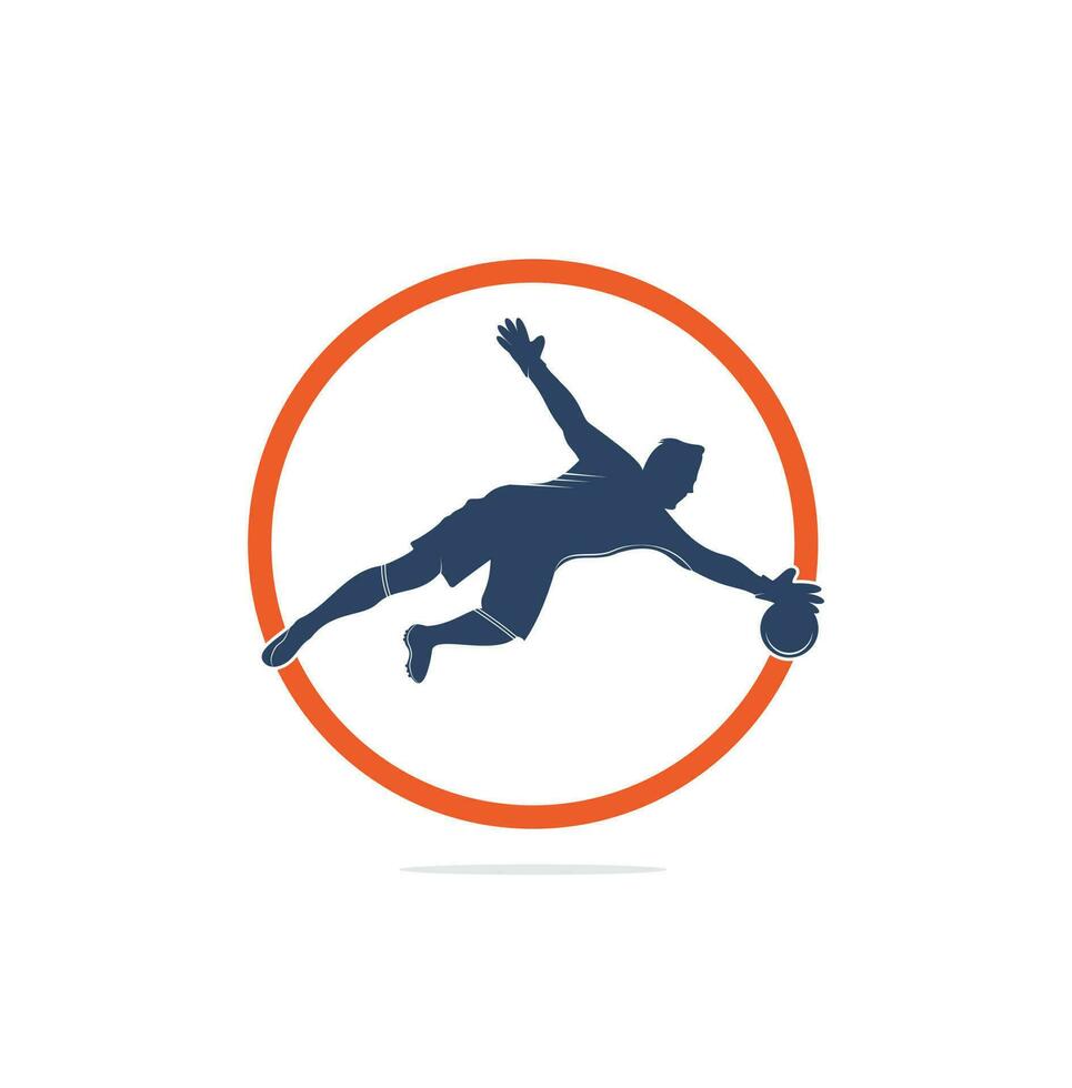 portiere giocatore logo. moderno calcio giocatore nel azione logo - Salva di il portiere vettore