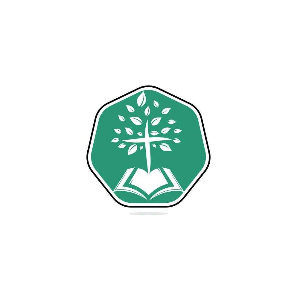 Bibbia attraversare albero Chiesa logo design. Bibbia Chiesa logo vettore