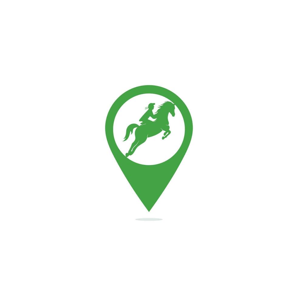 da corsa cavallo con fantino logo design icone. equestre sport logo. fantino equitazione salto cavallo. cavallo equitazione carta geografica perno forma concetto logo. vettore