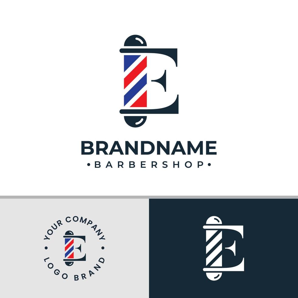 lettera e barbiere logo, adatto per qualunque attività commerciale relazionato per barbiere con e iniziale. vettore