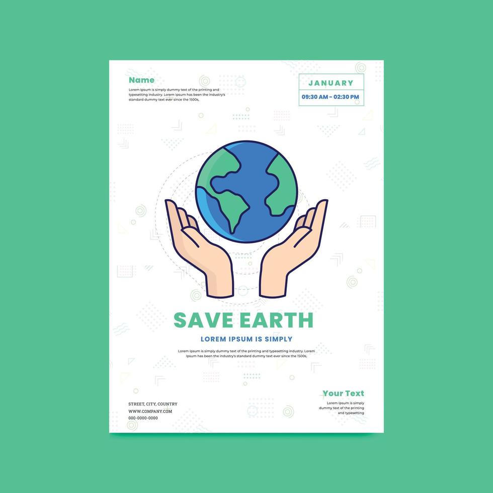 Salva terra manifesto disegno, globale cura, terra giorno vettore illustrazione