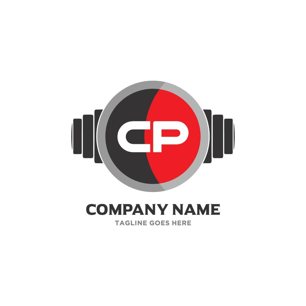 cp lettera logo design icona fitness e musica vettore simbolo.