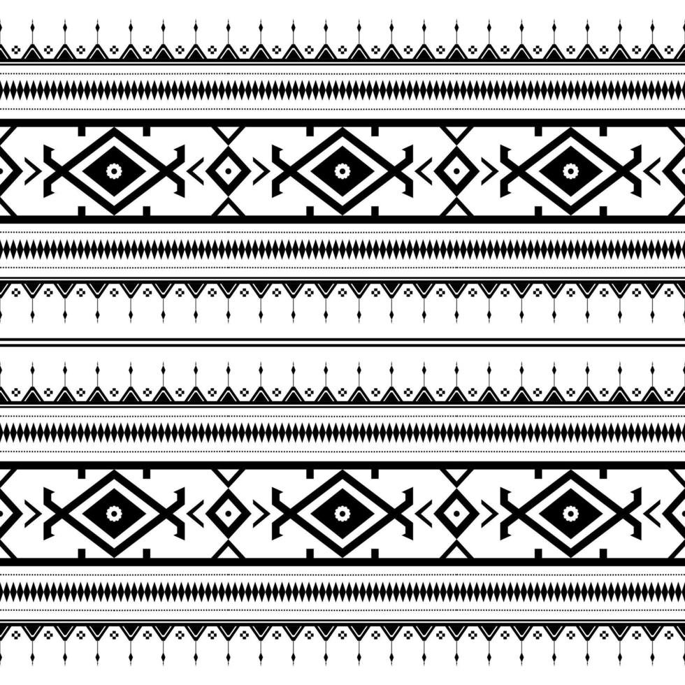 vettore astratto etnico geometrico modello design per sfondo o sfondo, senza soluzione di continuità etnico modello. fatto a mano. orizzontale strisce. nero e bianca Stampa per il tuo tessili. vettore illustrazione