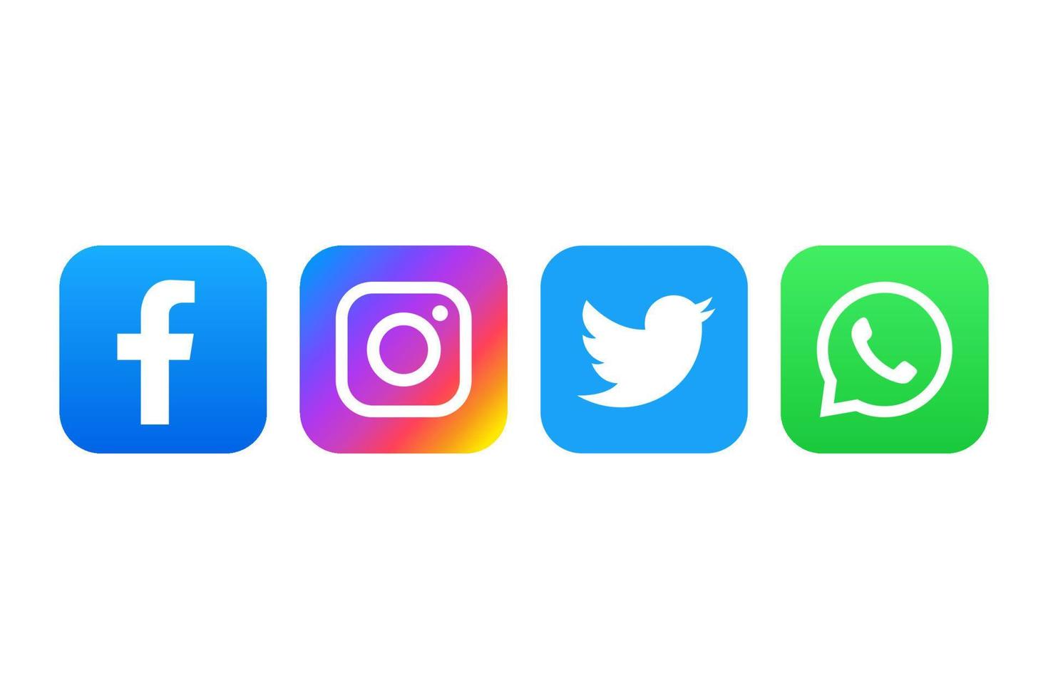 Facebook, instagram, cinguettio e WhatsApp icona vettore