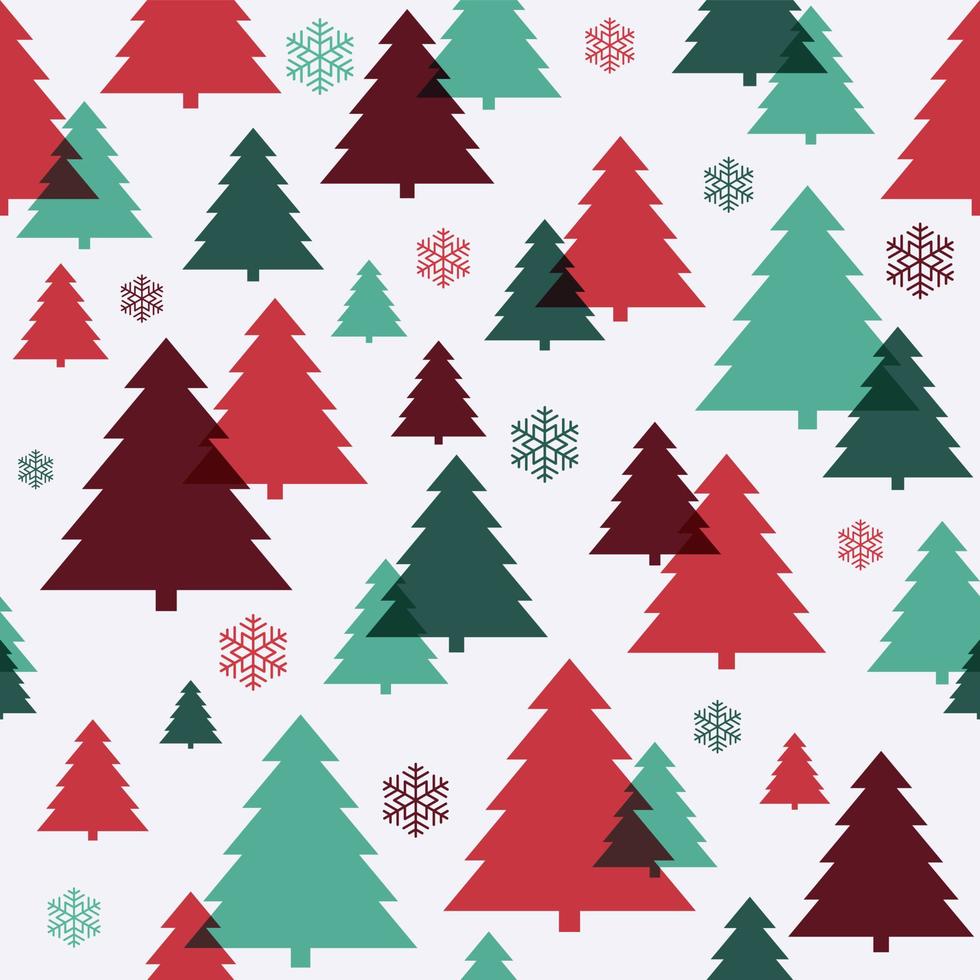 verde rosso e fiocco di neve Natale albero modello senza soluzione di continuità vettore