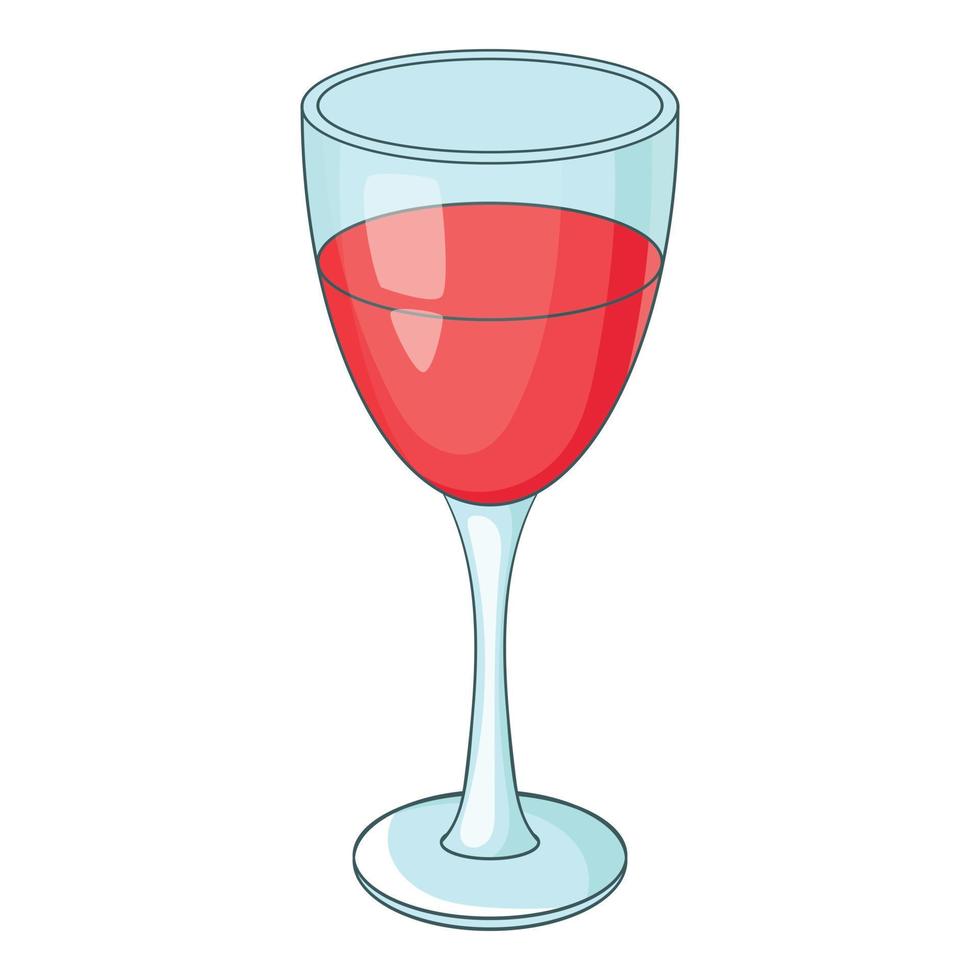 bicchiere di rosso vino icona, cartone animato stile vettore