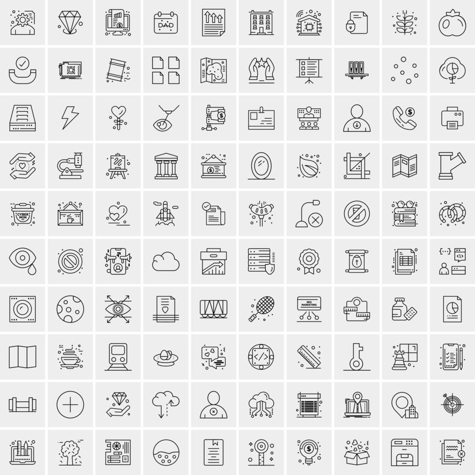 imballare di 100 universale linea icone per mobile e ragnatela vettore