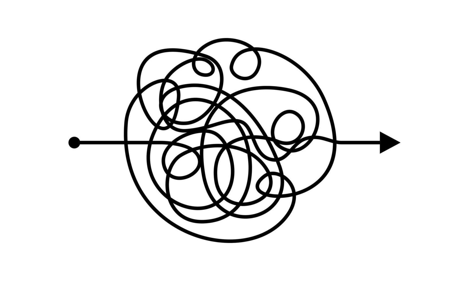 cerchio ingarbugliato linea, complesso nodo riposa nel dritto linea isolato vettore illustrazione