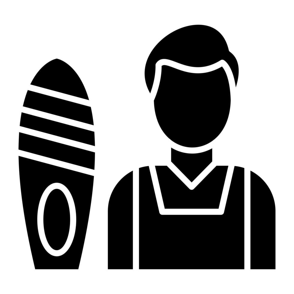 persona fare surf glifo icona vettore