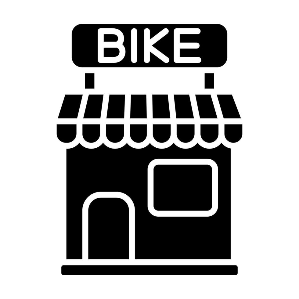 bicicletta negozio glifo icona vettore