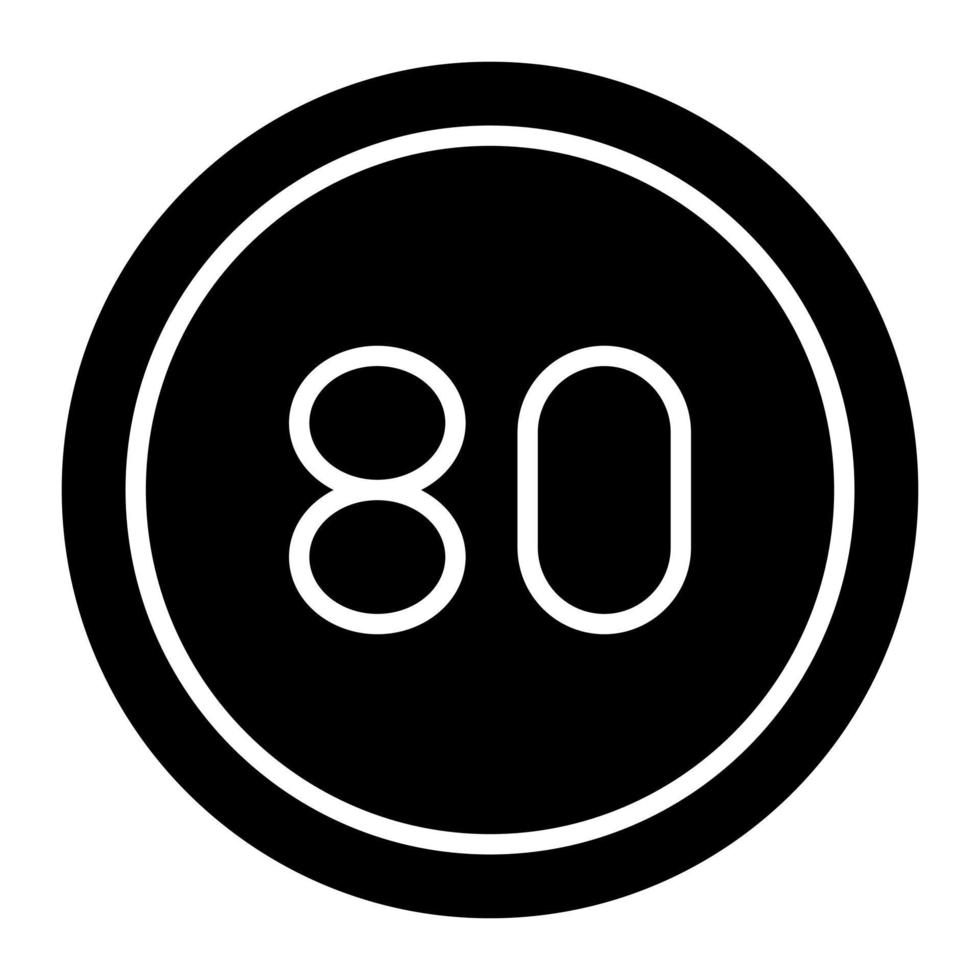 80 velocità limite glifo icona vettore